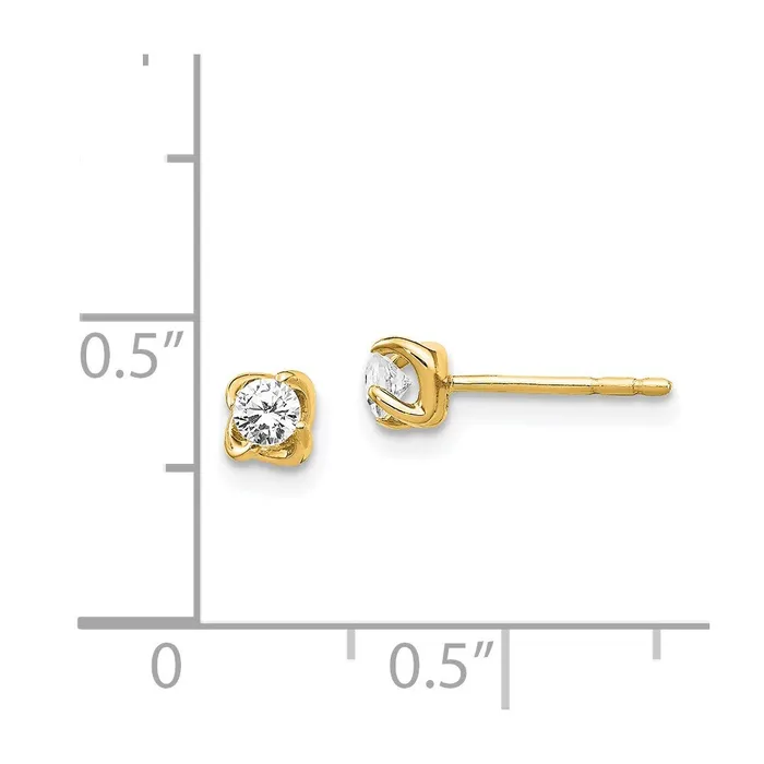 Goldia Earrings 14k Yellow Gold Real Diamond Post Earrings