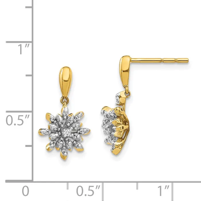 Goldia Earrings Solid 14k Yellow Gold Simulated CZ Flower Post Dangle Earrings Goldia Earrings Solid 14k Yellow Gold Simulated CZ Flower Post Dangle Earrings