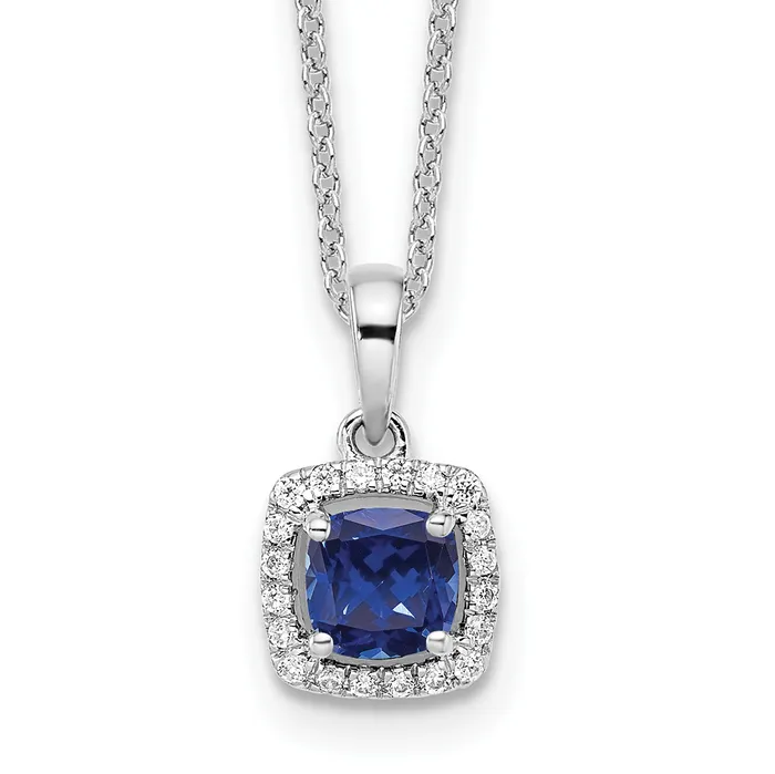 Goldia Necklaces 10k White Gold 110 Ct Lab Grown Diamond VSSI G and Created Sapphire 18 inch Pendant Necklace Goldia Necklaces 10k White Gold 110 Ct Lab Grown Diamond VSSI G and Created Sapphire 18 inch Pendant Necklace