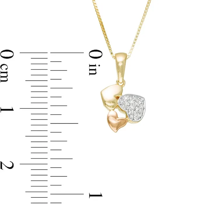 Goldia Necklaces Natural Diamond Accent Heart Cluster Pendant in 10K TriTone Gold