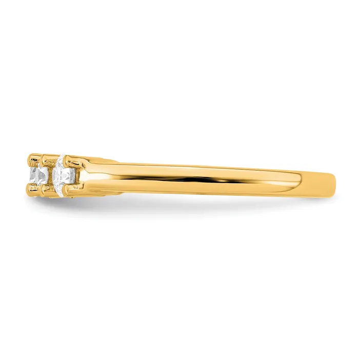Goldia Rings 075ct CZ Solid Real 14K Yellow Gold 5Stone Wedding Band Ring