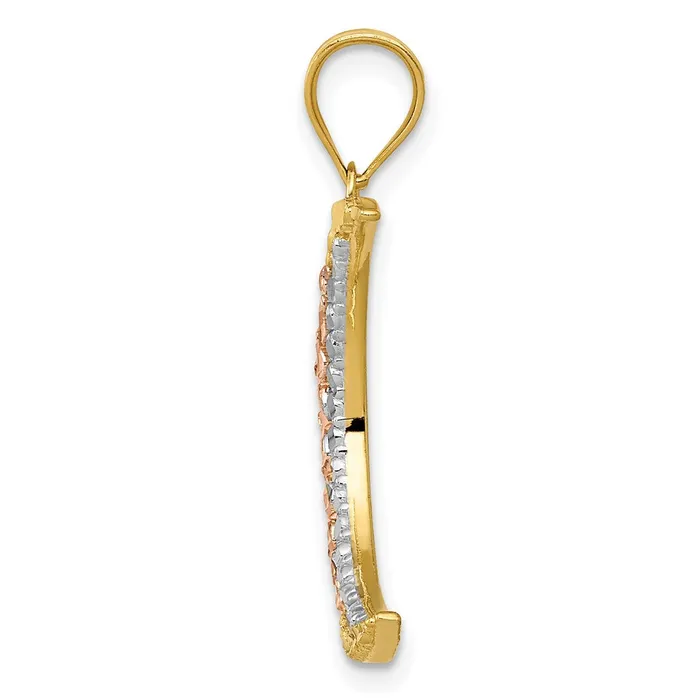 Goldia Rings 14k Twotone Gold wWhite Rhodium Diamondcut Moon Pendant