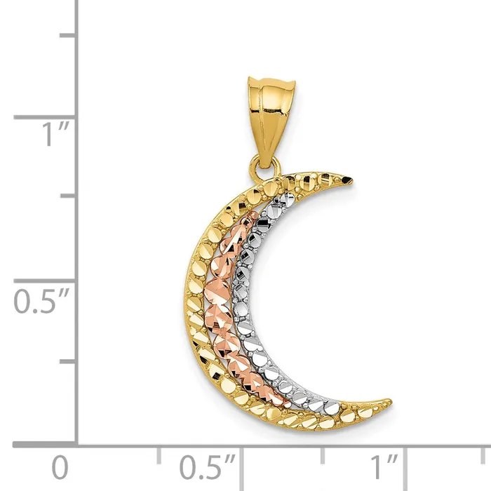 Goldia Rings 14k Twotone Gold wWhite Rhodium Diamondcut Moon Pendant