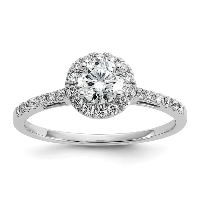 Goldia Rings 14k White Gold 34 Ct Lab Grown Diamond VSSI G Halo Engagement Ring