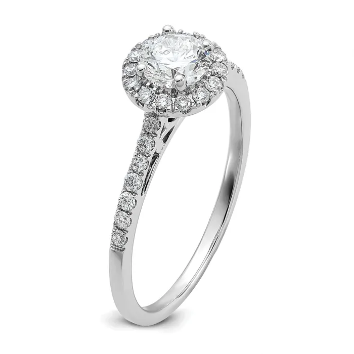 Goldia Rings 14k White Gold 34 Ct Lab Grown Diamond VSSI G Halo Engagement Ring