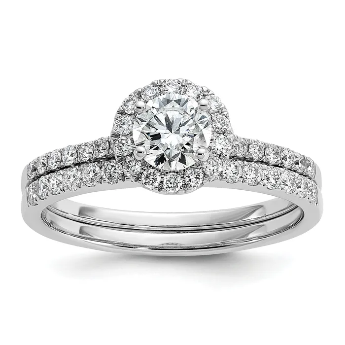 Goldia Rings 14k White Gold 34 Ct Lab Grown Diamond VSSI G Halo Engagement Ring