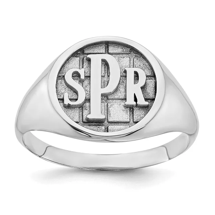 Goldia Rings 14K White Gold Polished Monogram Signet Ring