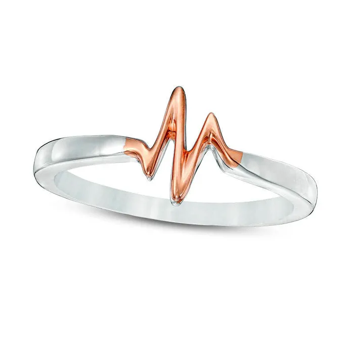 Goldia Rings Convertibilities 013 CT TW Natural Diamond Heartbeat and Heart ThreeinOne Ring in Sterling Silver and Solid 10K Rose Gold Goldia Rings Convertibilities 013 CT TW Natural Diamond Heartbeat and Heart ThreeinOne Ring in Sterling Silver and Solid 10K Rose Gold