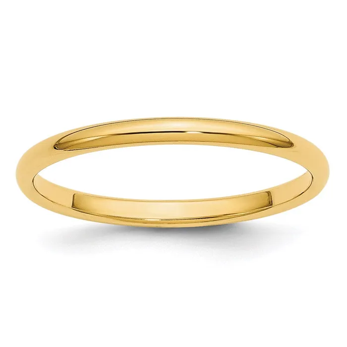 Goldia Rings Solid 14K Yellow Gold 2mm Half Round MensWomens Wedding Band Ring Size 125