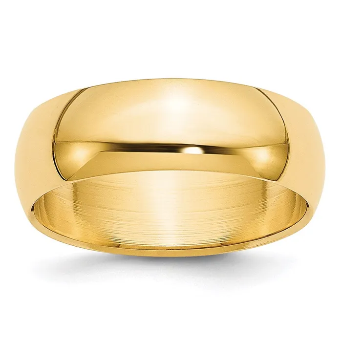 Goldia Rings Solid 14K Yellow Gold 7mm Half Round MensWomens Wedding Band Ring Size 14