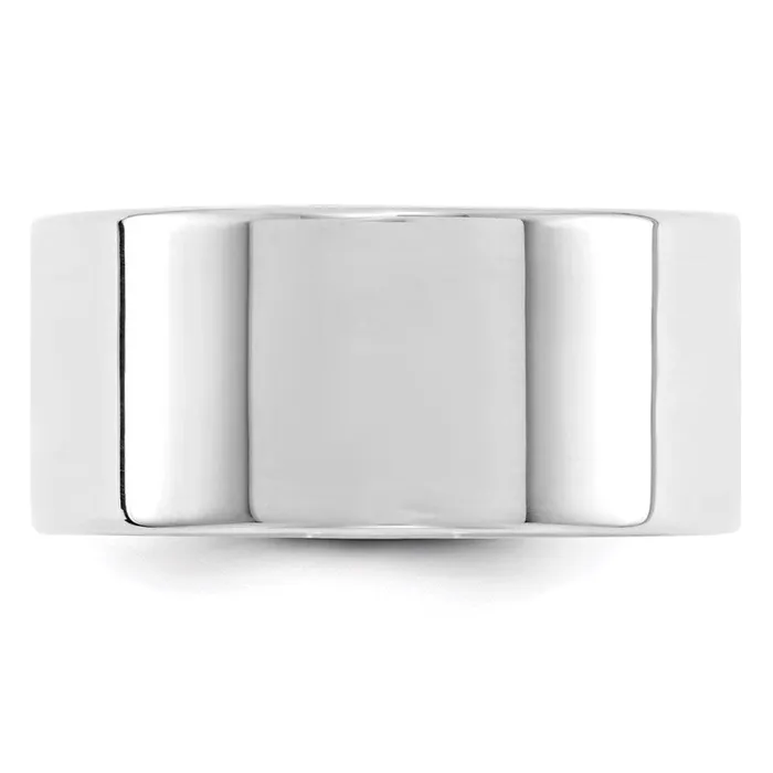 Goldia Rings Solid 18K White Gold 10mm Light Weight Flat MensWomens Wedding Band Ring Size 9
