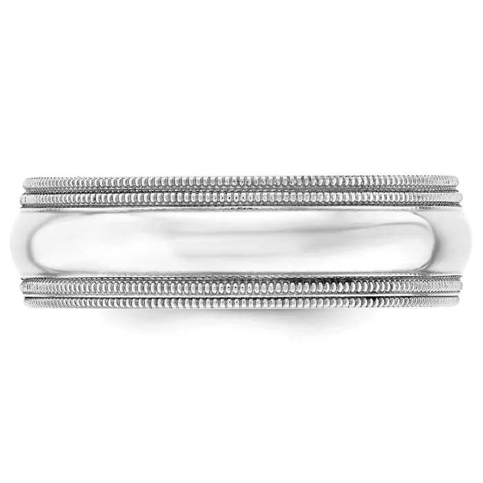 Goldia Rings Solid 18K White Gold 7mm Double Milgrain Comfort Fit MensWomens Wedding Band Ring Size 13