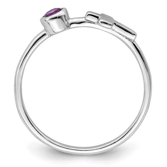 Goldia Rings Sterling Silver Rhodiumplated Polished Cross Amethyst Ring