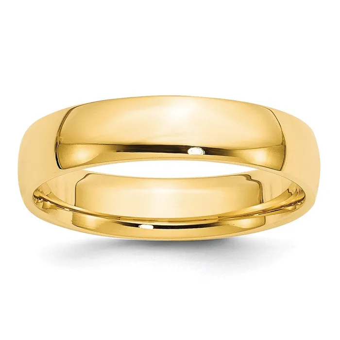 Goldia Solid 14K Yellow Gold 5mm Light Weight Comfort Fit MensWomens Wedding Band Ring Size 95 Rings