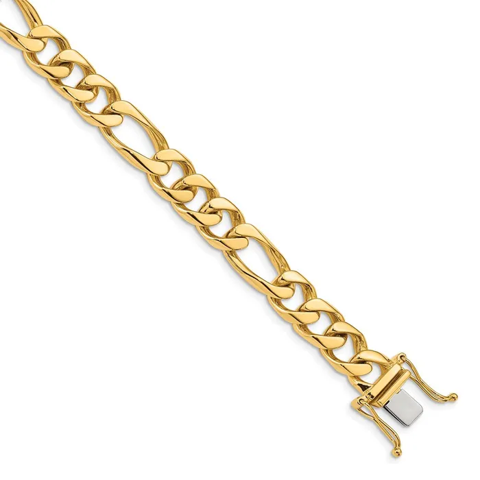 MDS Bracelets Solid 14K Yellow Gold 8 inch 9mm Hand Polished Figaro Link with Box Catch Clasp Bracelet MDS Bracelets Solid 14K Yellow Gold 8 inch 9mm Hand Polished Figaro Link with Box Catch Clasp Bracelet
