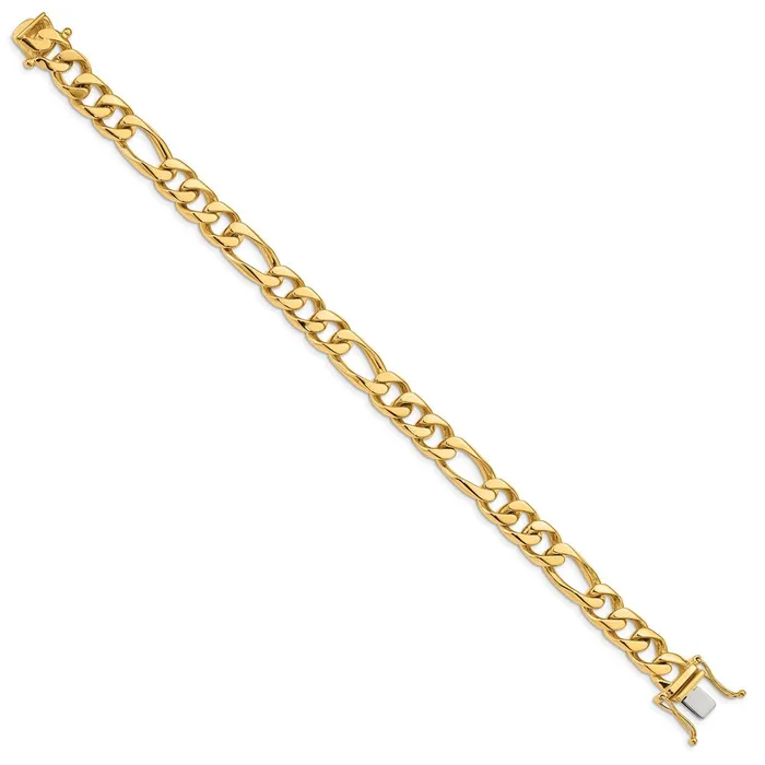 MDS Bracelets Solid 14K Yellow Gold 8 inch 9mm Hand Polished Figaro Link with Box Catch Clasp Bracelet MDS Bracelets Solid 14K Yellow Gold 8 inch 9mm Hand Polished Figaro Link with Box Catch Clasp Bracelet