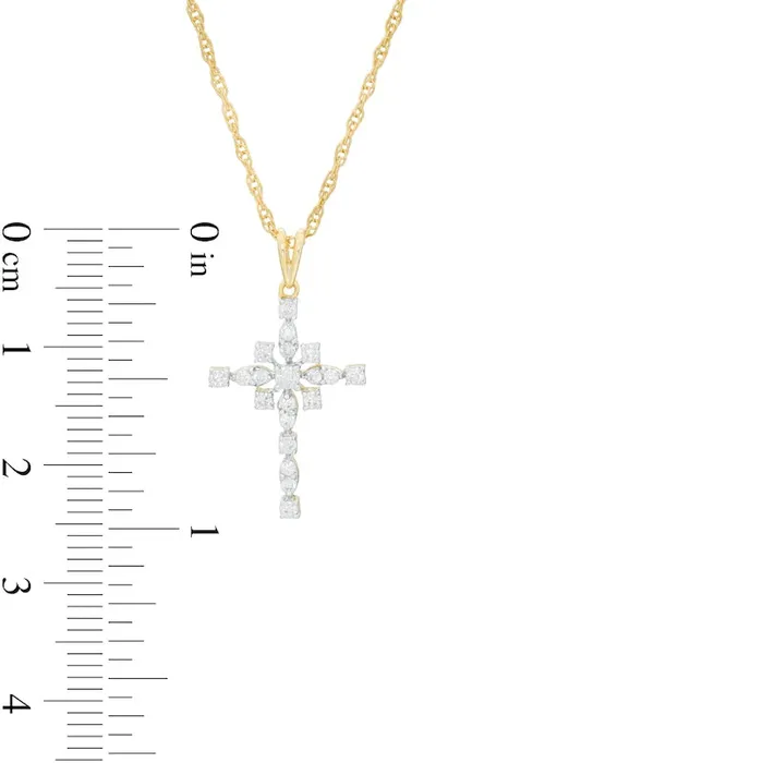 Necklaces Goldia 025 CT TW Natural Diamond Art Deco Cross Pendant in 10K Yellow Gold Necklaces Goldia 025 CT TW Natural Diamond Art Deco Cross Pendant in 10K Yellow Gold