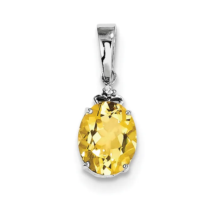 Necklaces Goldia Sterling Silver Rhodiumplated Citrine and White Topaz Oval Pendant Necklaces Goldia Sterling Silver Rhodiumplated Citrine and White Topaz Oval Pendant
