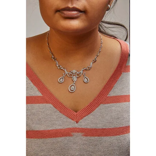 Necklaces Original Haus of Brilliance 14K White Gold 3 12 Cttw Diamond Statement Drop and Dangle Necklace GH Colors SI1SI2 Clarity JMS always