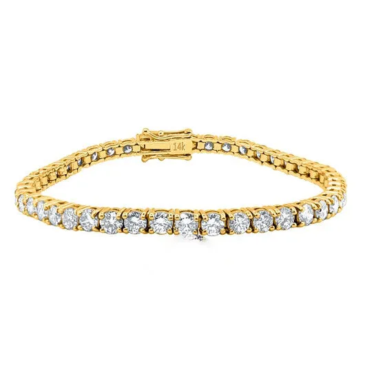 Original Maulijewels 400 Carat Brilliant Cut Lab Grown Diamond FG VS1 7 Classic Tennis Bracelet For Women In 14K Solid Yellow Gold JMS always Bracelets