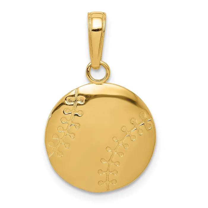 PreStyled Sets Goldia 14k Yellow Gold Gold Polished Baseball Closed Back Pendant