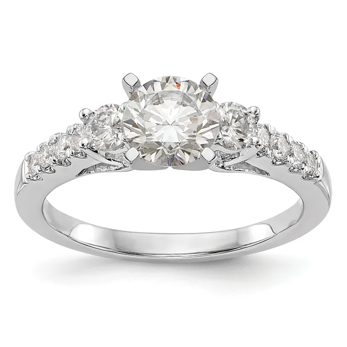 Rings 047ct CZ Solid Real 14K White Gold 3Stone Peg Set Engagement Ring Goldia