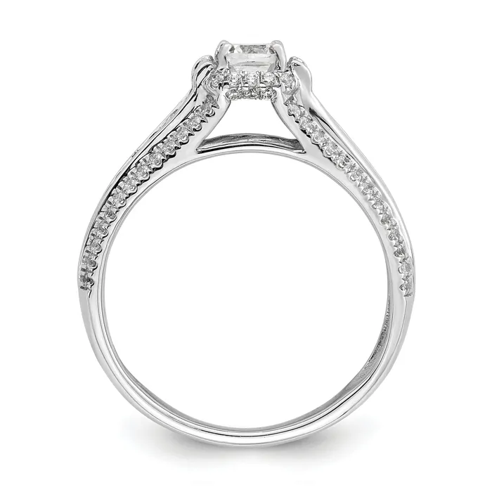 Rings 050ct CZ Solid Real 14K White Cushion Engagment Ring Goldia