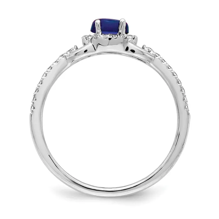 Rings 14k White Gold Real Diamond and Cabochon Sapphire Ring Goldiacom