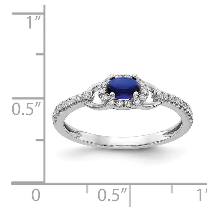 Rings 14k White Gold Real Diamond and Cabochon Sapphire Ring Goldiacom