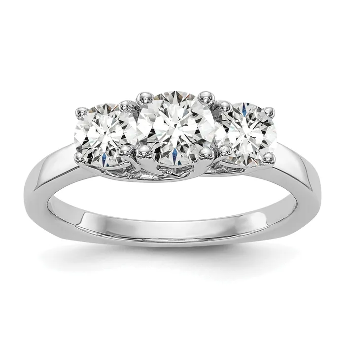 Rings Goldia 070ct CZ Solid Real 14K White Gold 3Stone Engagement Ring