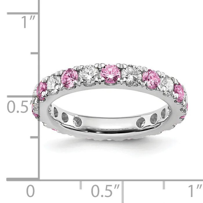 Rings Goldia 14k White Gold 34 Ct Lab Grown Diamond VSSI G and Lab Created Pink Sapphire Eternity Band Ring