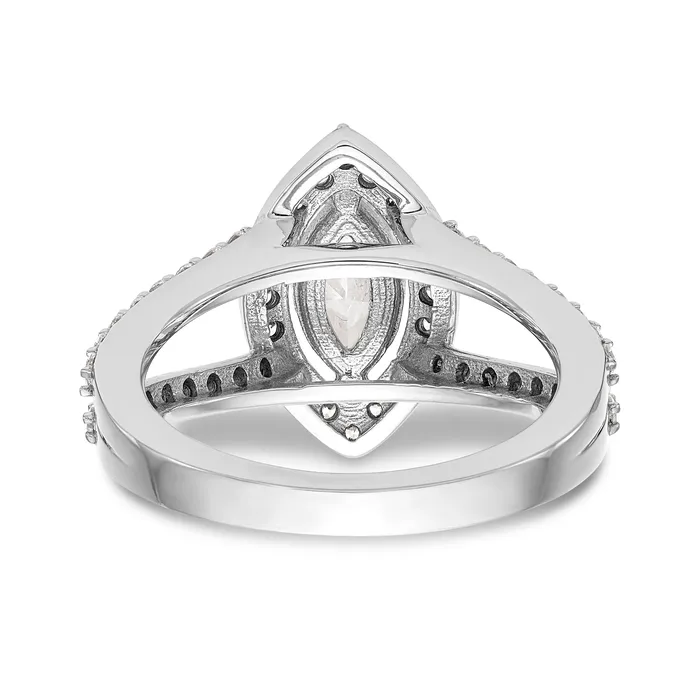 Rings Goldiacom 14K White Gold Diamond Marquise CZ Halo Engagement Ring