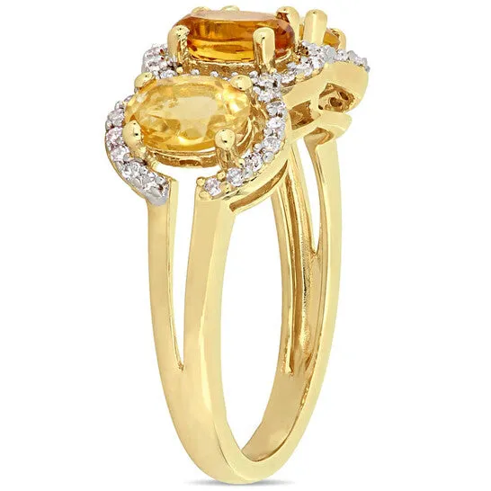 Rings JMS always Original Amour 15 CT Diamond and 1 13 CT TGW Citrine Madeira w Citrine 3Stone Ring in Yellow Silver