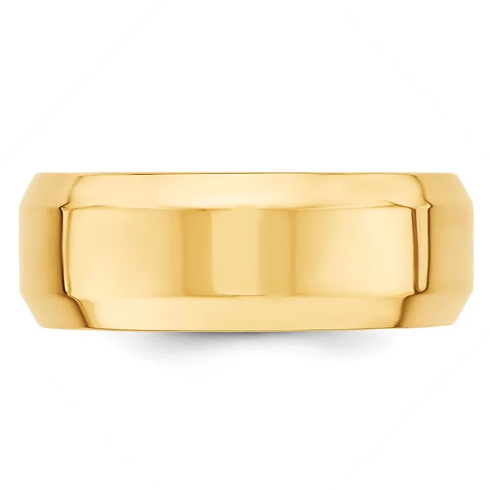 Solid 10K Yellow Gold 8mm Bevel Edge Comfort Fit MensWomens Wedding Band Ring Size 45 Goldia Rings