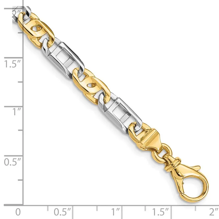 Solid 14K Twotone Gold 75 inch 55mm Hand Polished Fancy Link with Fancy Lobster Clasp Bracelet MDS Bracelets Solid 14K Twotone Gold 75 inch 55mm Hand Polished Fancy Link with Fancy Lobster Clasp Bracelet MDS Bracelets