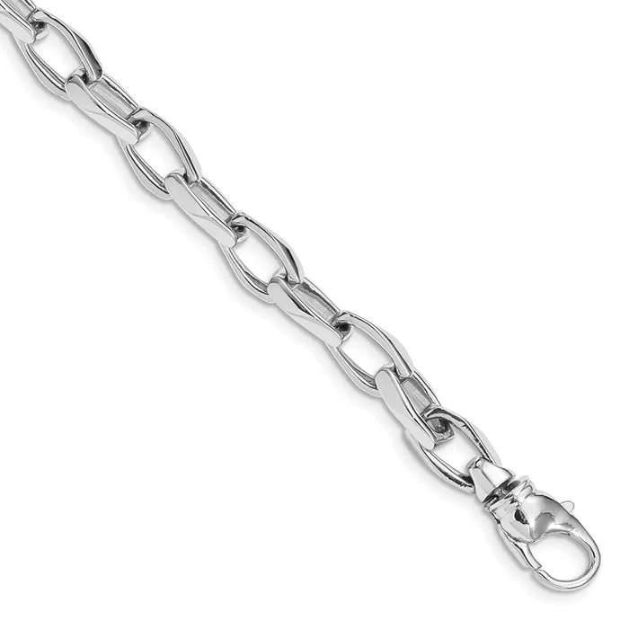 Solid 14K White Gold 8 inch 68mm Hand Polished Open Link with Fancy Lobster Clasp Bracelet MDS Bracelets Solid 14K White Gold 8 inch 68mm Hand Polished Open Link with Fancy Lobster Clasp Bracelet MDS Bracelets