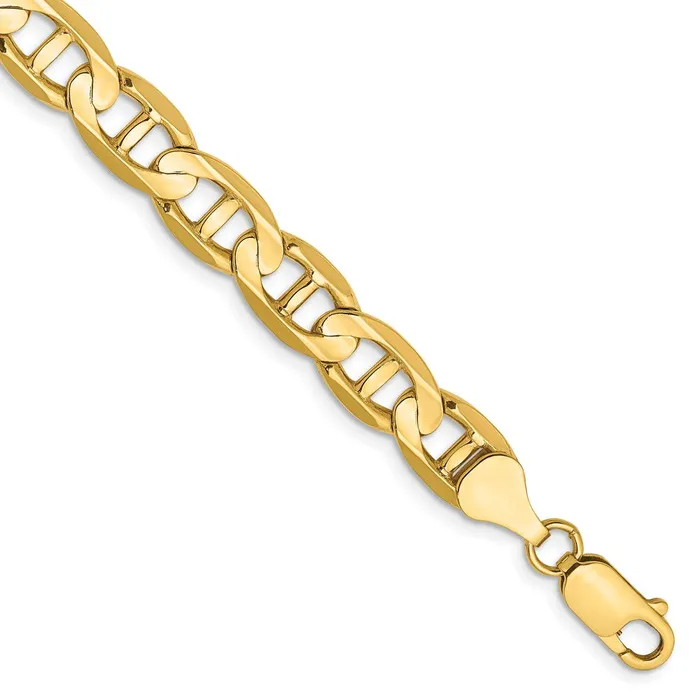 Solid 14K Yellow Gold 8mm Concave Anchor Chain Bracelet MDS Bracelets Solid 14K Yellow Gold 8mm Concave Anchor Chain Bracelet MDS Bracelets