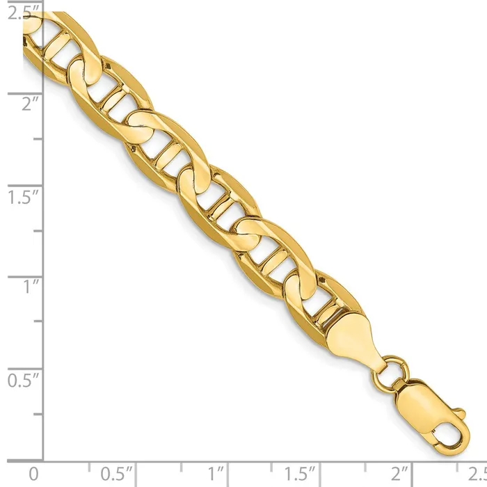 Solid 14K Yellow Gold 8mm Concave Anchor Chain Bracelet MDS Bracelets Solid 14K Yellow Gold 8mm Concave Anchor Chain Bracelet MDS Bracelets