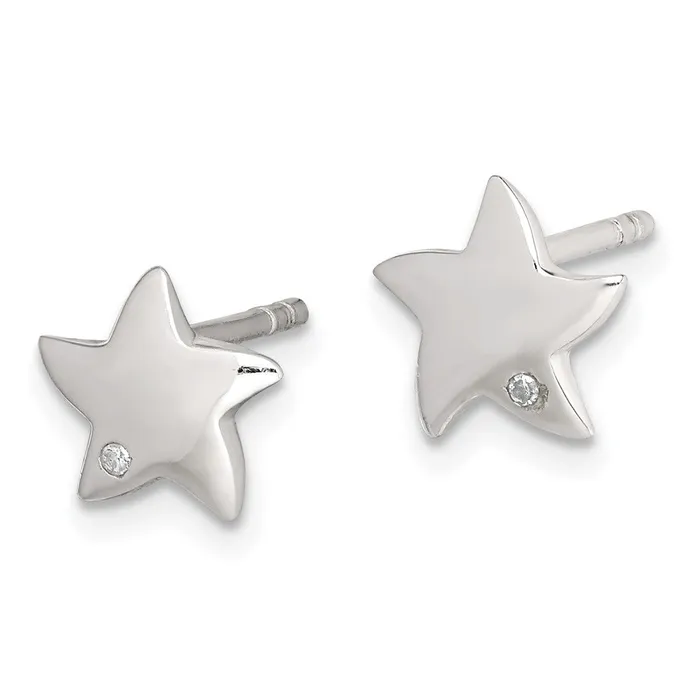 Sterling Silver Diamond Star Post Earrings Goldia Earrings