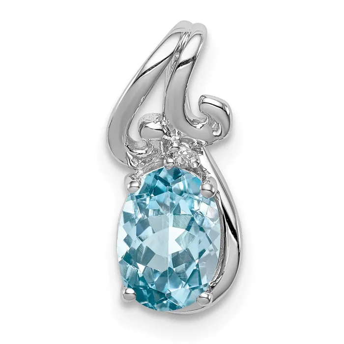 Sterling Silver Rhodium Plated Diamond u0026 Sky Blue Topaz Oval Pendant Goldia Necklaces Sterling Silver Rhodium Plated Diamond u0026 Sky Blue Topaz Oval Pendant Goldia Necklaces