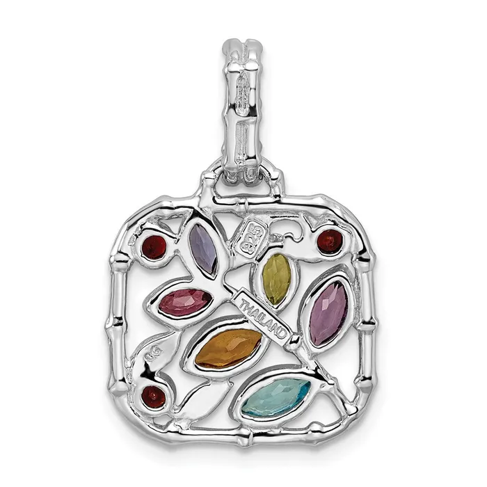 Sterling Silver Rhodiumplated Multi Gemstone Pendant Goldia Necklaces