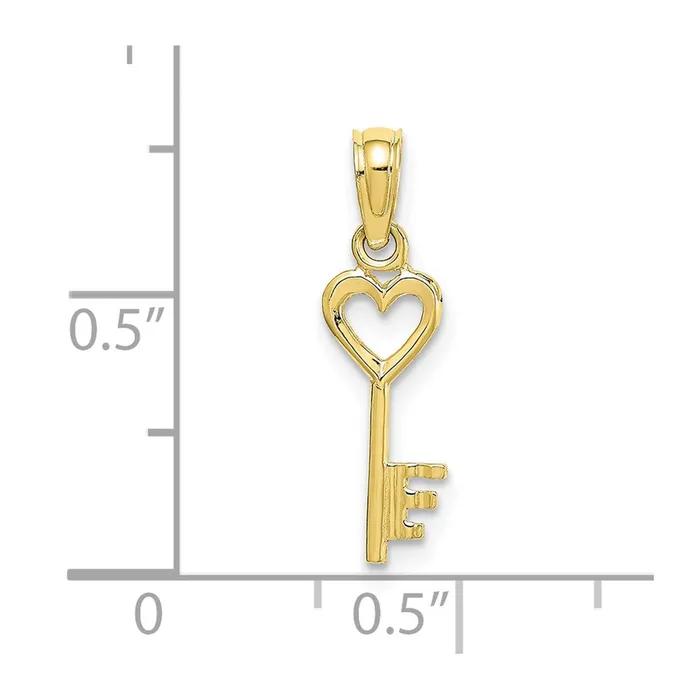 10k Key w Heart Charm TreasureFineJewelers Charm Necklaces