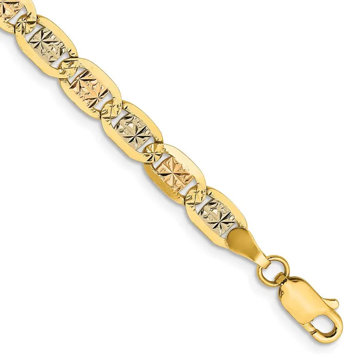 14K 8 inch 465mm Tricolor Pav Valentino with Lobster Clasp Bracelet TreasureFineJewelers Bracelets 14K 8 inch 465mm Tricolor Pav Valentino with Lobster Clasp Bracelet TreasureFineJewelers Bracelets