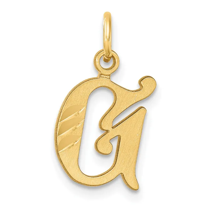 14k Yellow Gold Diamondcut Letter G Initial Charm TreasureFineJewelers Charm Necklaces