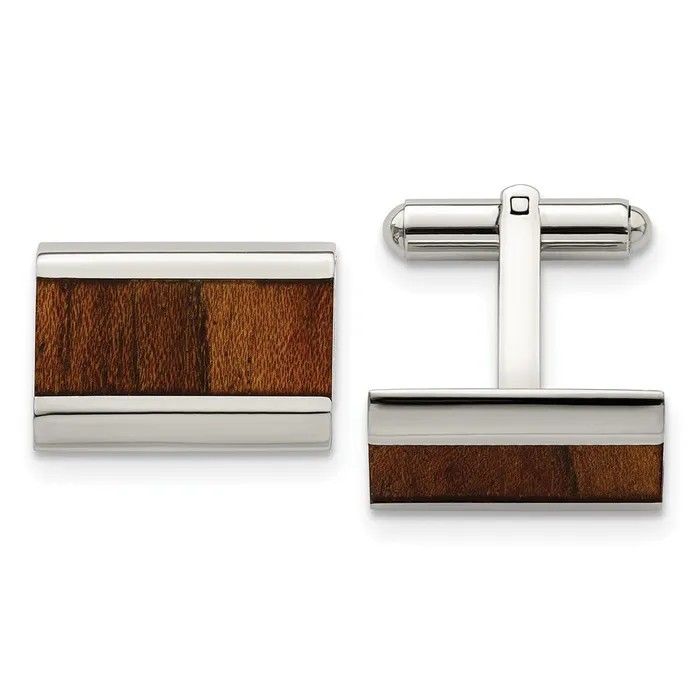 Bracelets Chisel Stainless Steel Polished Koa Wood Inlay Rectangle Cufflinks TreasureFineJewelers Bracelets Chisel Stainless Steel Polished Koa Wood Inlay Rectangle Cufflinks TreasureFineJewelers