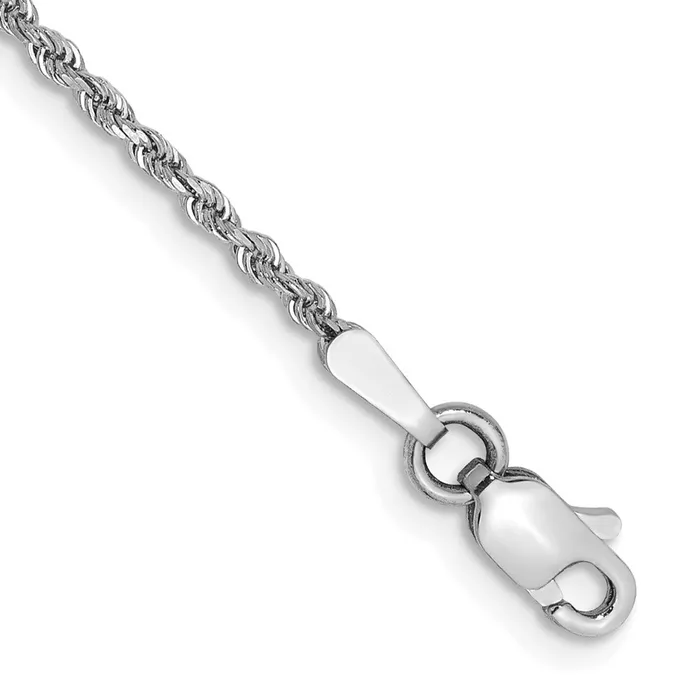 Bracelets TreasureFineJewelers 14k White Gold 15mm Diamondcut Rope with Lobster Clasp Chain Bracelet Bracelets TreasureFineJewelers 14k White Gold 15mm Diamondcut Rope with Lobster Clasp Chain Bracelet