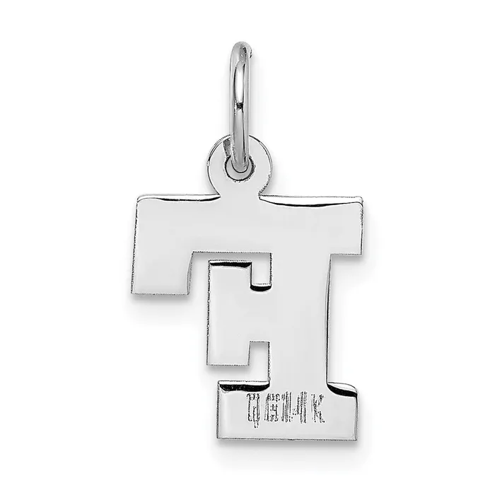 Charm Necklaces TreasureFineJewelers 14k White Gold Small Block Letter F Initial Charm