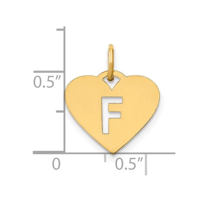 Charm Necklaces TreasureFineJewelers 14k Yellow Gold Initial Letter F Initial Charm