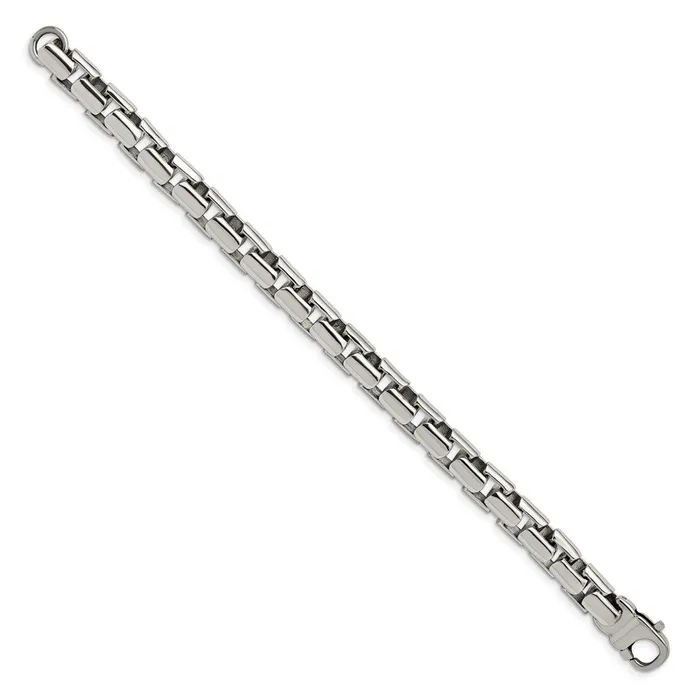 Chisel Stainless Steel Polished 85 inch Square Link Bracelet TreasureFineJewelers Bracelets