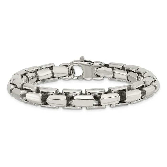 Chisel Stainless Steel Polished 85 inch Square Link Bracelet TreasureFineJewelers Bracelets
